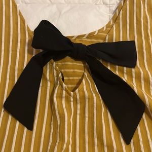 ELOQUII Striped Top, Bow Back, Ruffle Sleeves